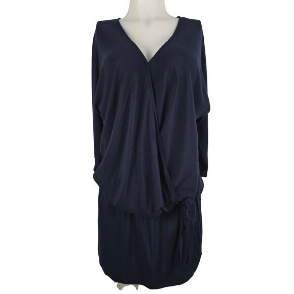 Hatch Navy Blue Faux Wrap Maternity Tunic Mini Dress Lightweight L - Picture 1 of 4